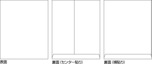 別注薬袋オフセット印刷で折り返しのない場合の形。裏面はセンター貼りと横貼りがあります。